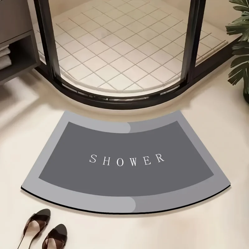 VIKAMA Minimalist Curved Shower Enclosure Bathroom Mat Non-slip Absorbent Quick-drying Bathroom Foot Mat Home Decoration