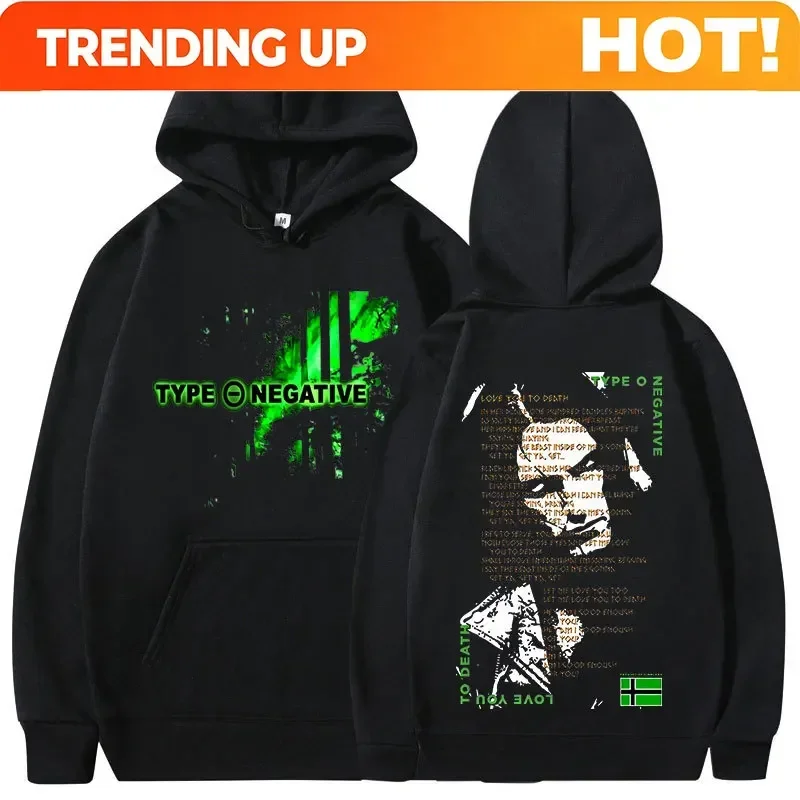 Customization Type O Negative Love You To Death Hoodie Gothic Metal Rock Band Sweatshirt Men's Casual Hip Hop Oversized Long Sle