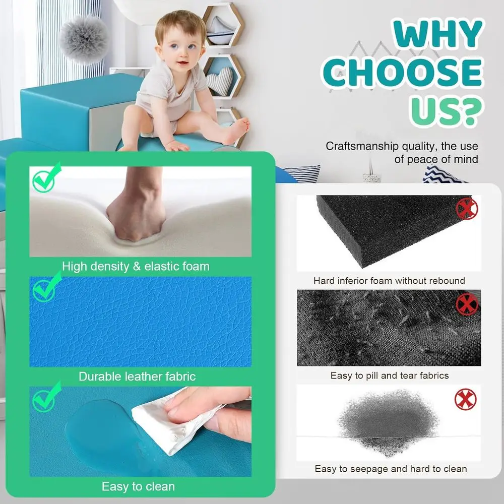 Zielone piankowe klocki do wspinaczki z zjeżdżalnią i tunelami dla maluchów: 4-częściowy miękki zestaw do zabawy.