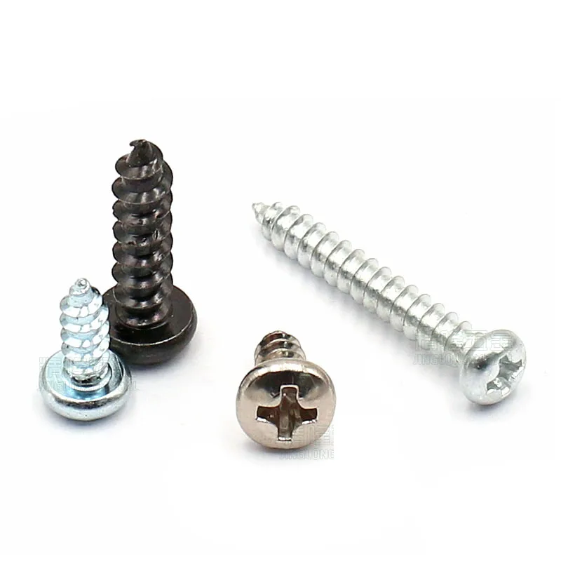 100Pcs Laptop Self Tapping Screws Glasses M3.5*9/12/14/15/16/18/20mm Phillips Cross Round Head Wood Screws Bolts