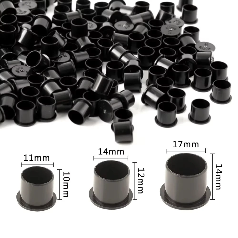 100/500/1000PCS Disposable Black Tattoo Ink Cups With Base Pigment Holder Container Cap Permanent Makeup Tool Tattoo Accessories