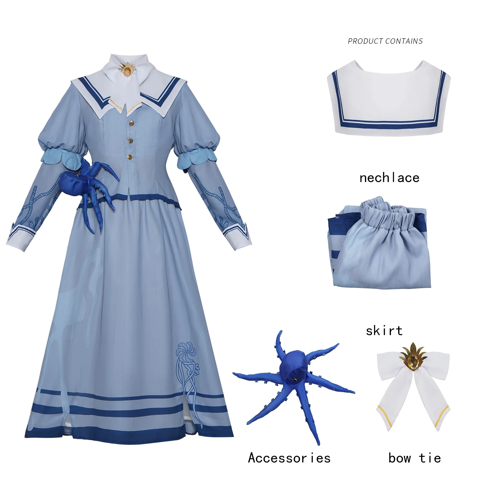 

Hot Anime Game Identity V Doctor Eternal Life Cosplay Costume Flower Blue Skirt Sailor Uniform Halloween Party Role Play Outfit