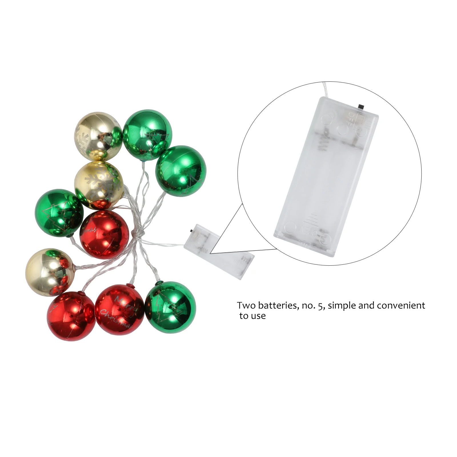 

1pc Aa Operated Led String Lights 1.5M Red Green Christmas Decorations Outdoor Party Supplies Electric Round Ball