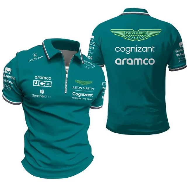 Polo d'été Aston Martin pour homme Alonso 14, surdimensionné, respirant, vêtements de course automobile
