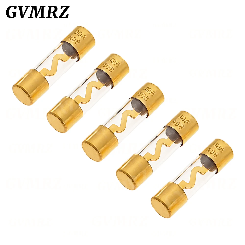 5PCS 10*38MM Gold Plated Glass AGU Fuse Fuses Pack Car Audio Amp Amplifier 10A 15A 20A 25A 30A 40A 50A 60A 70A 80A 100A Car Fuse