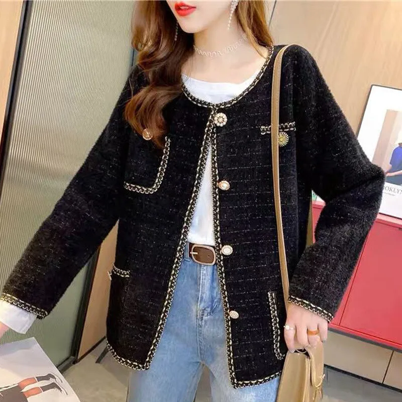 Temperament Small Fragrance Style Imitation Mink Fur Short Jacket For Women's Autumn Wear 2024 New Korean Version Fashionable