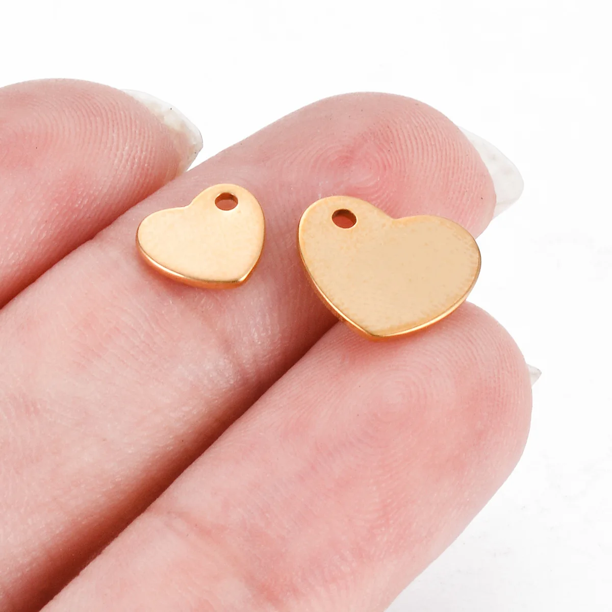 100PCS Großhandel Edelstahl Logo Kleine Herz Charme Schmuck DIY Erkenntnisse Für Anhänger Halskette 6x7mmTag für Logos Machen – Detail 5