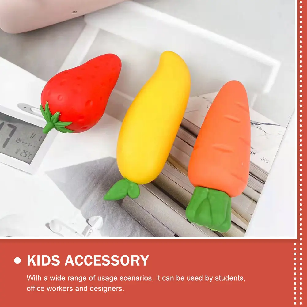 3Pcs Vibrant Fruit Style Pencil Erasers Non-Toxic Safe for Excellent Erase Precision Ideal for Study Drawing Painting