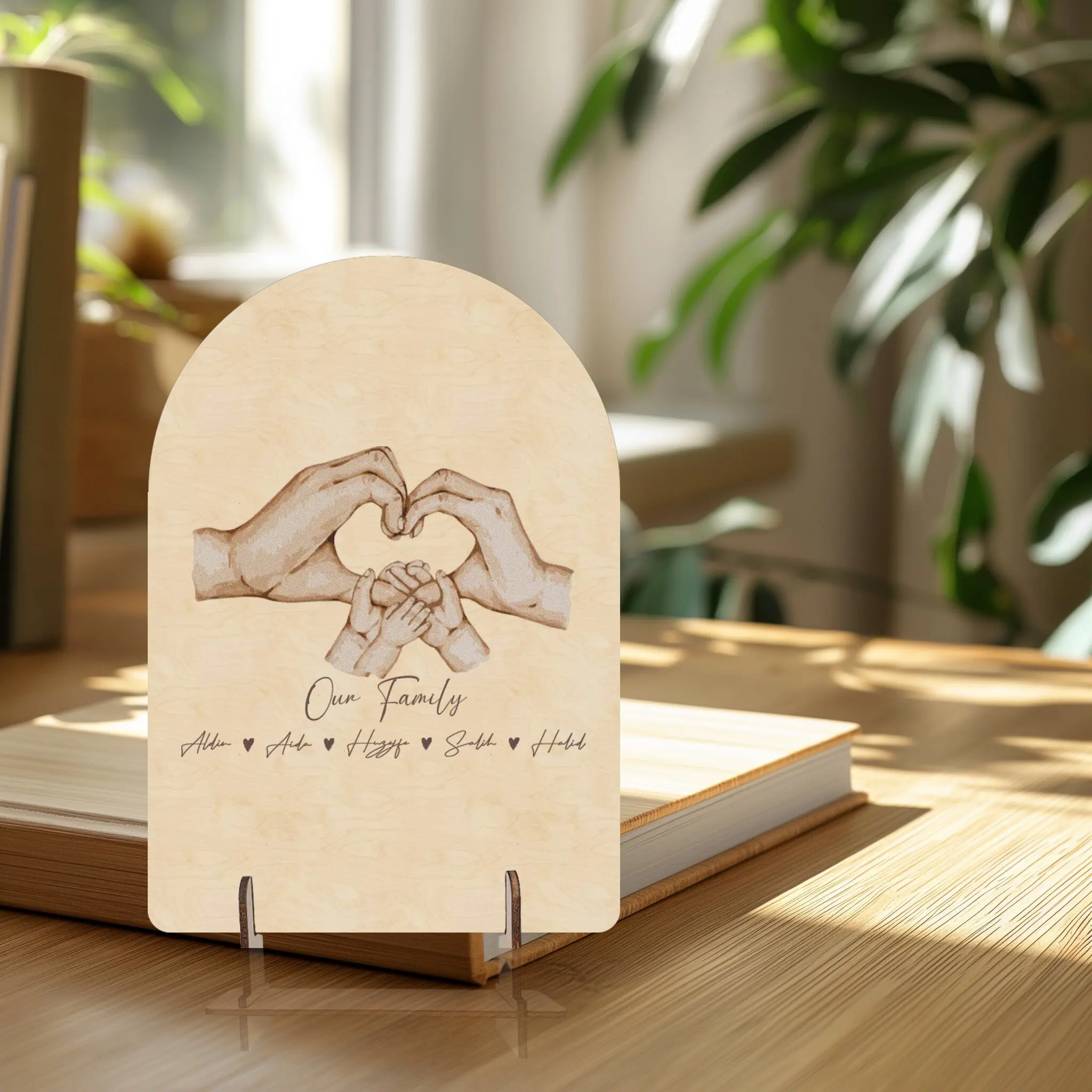 Personalisiertes Design, Wandkunst, individuelle Familie, Hände, Name, Lasergravur, Malerei auf Holzbrett, Weihnachten, Urlaub, Geschenk, Heimdekoration