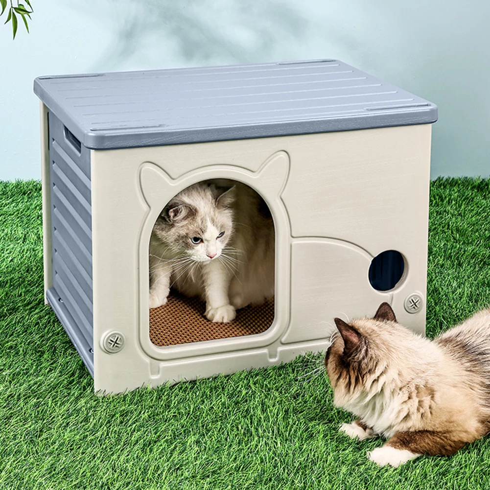 

Stray Cats Houses Rainproof Shelter Stray Four Seasons Cozy House for Small Pets Outdoor Kitten Nest