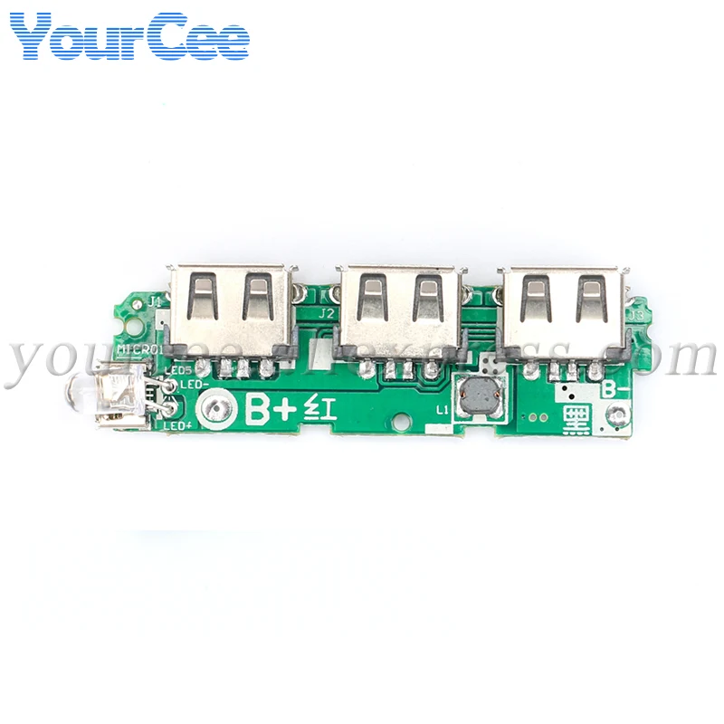 2PCS 5V 2.1A 3 USB Power Bank Charger Circuit Board Step Up Boost Module Powerbank with LED