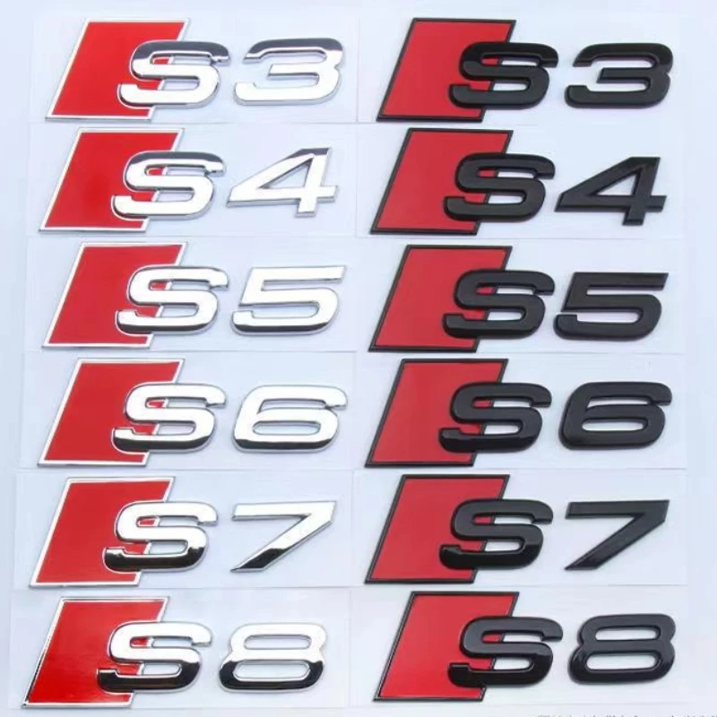 

For A3 A4 A5 A6 A7 A8 Q3 Q5 Q7 S3 S4 S5 Car Accessories Metal Trunk Logo S LOGO Sport Retrofit Label Automotive Accessories