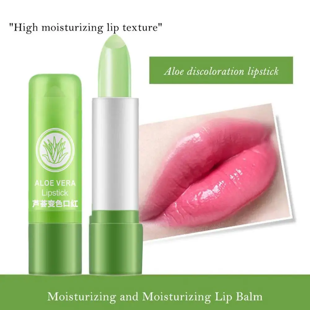 Bálsamo labial de Aloe Vera que cambia de Color, brillo de labios impermeable, cambio de temperatura, lápiz labial antiadherente, Cosméticos hidratantes, antiseco, N1i9