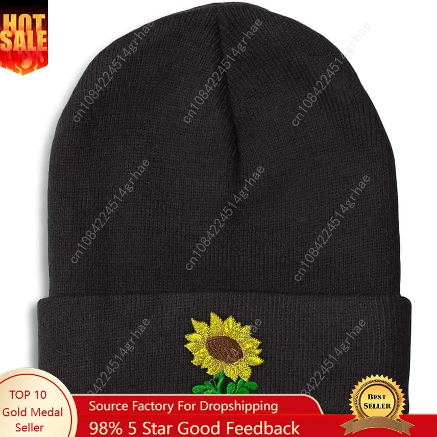 

Speedy Pros Beanies for Men Plants Fringe Sunflower Embroidery Skull Cap Winter Hats for Women Acrylic One Size