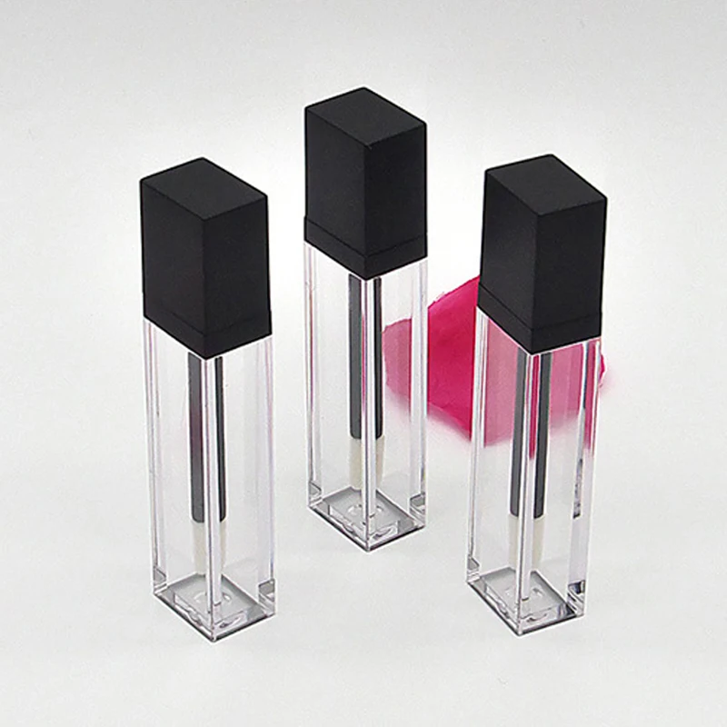 20 قطعة 7 مللي أنبوب ملمع الشفاه المربع زجاجات ملمع الشفاه الفارغة لتقوم بها بنفسك أنابيب أحمر الشفاه السائل القابلة لإعادة الملء حاويات مستحضرات التجميل الشفافة