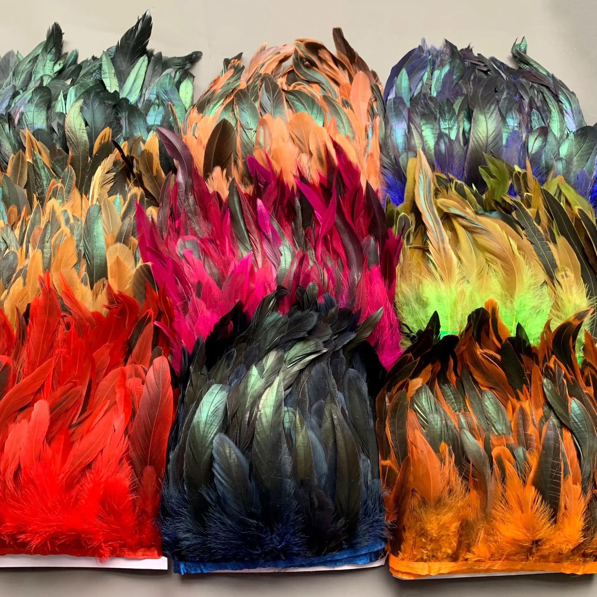 

10Pcs 1meter/Lot Pheasant Feather Trims Fringe Rooster Feathers Peacock Pluma Ribbons for Crafts DIY Decor for Clothes Sewing