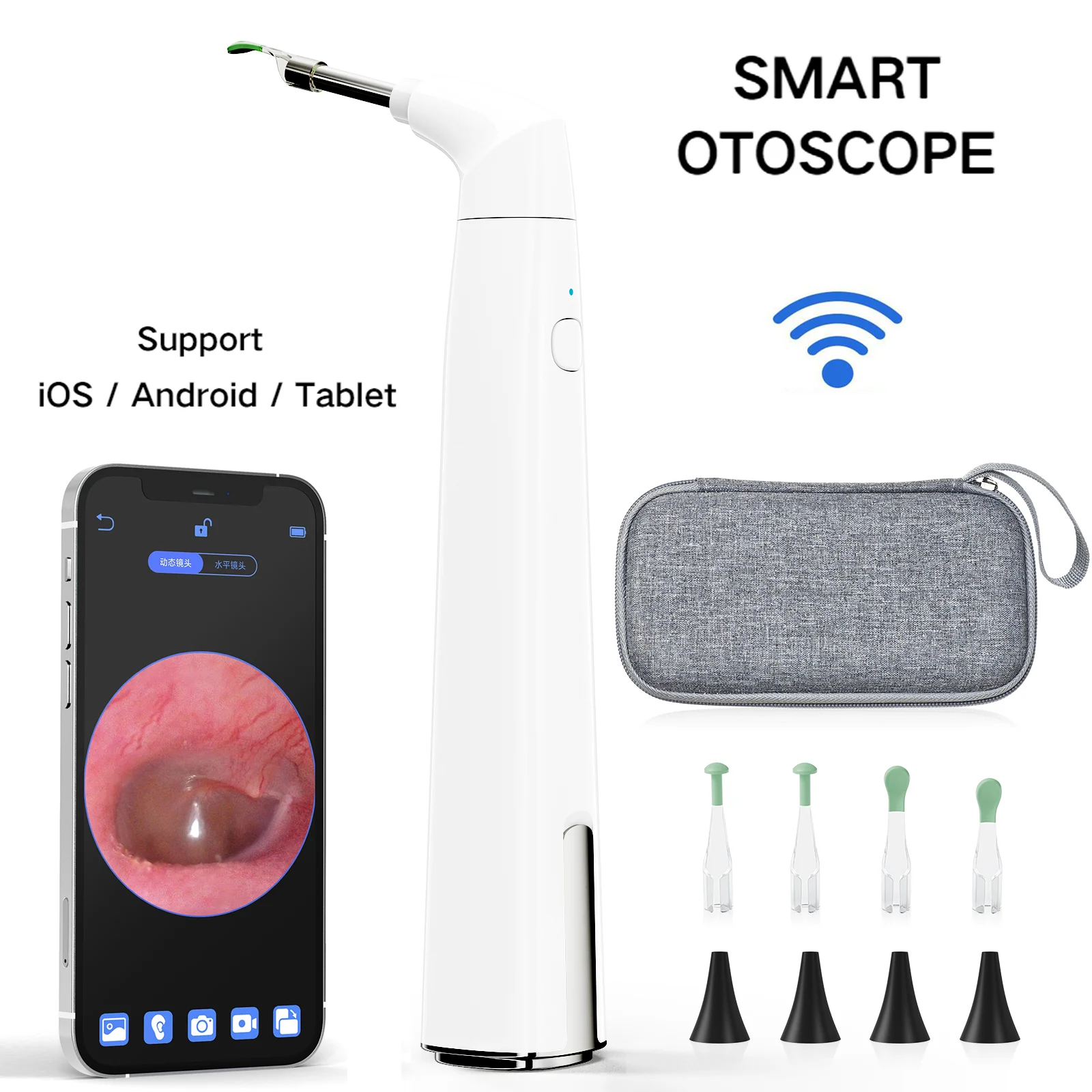 Wifi Digital Otoscope 3.9mm HD 1080PPortable Earwax  Cleaning Endoscope with 6 LEDs Light for IOS Android For Kids/Adults