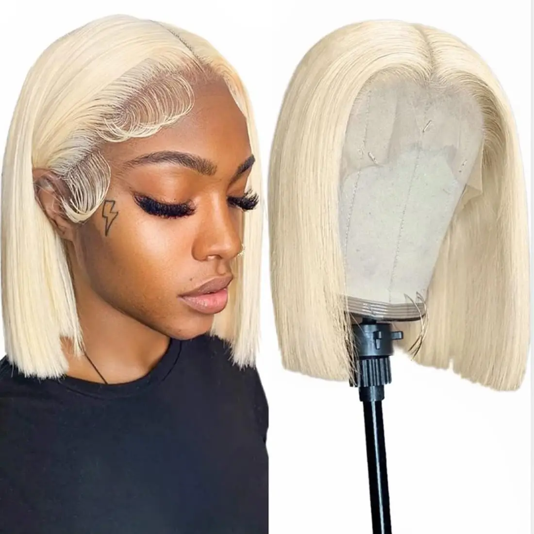 Blonde Bob Wig Human Hair 613 Bob Lace Front Wig Human Hair 13X4 Blonde lace Front Bob Wig Human Hair Pre Plucked With Baby Hair