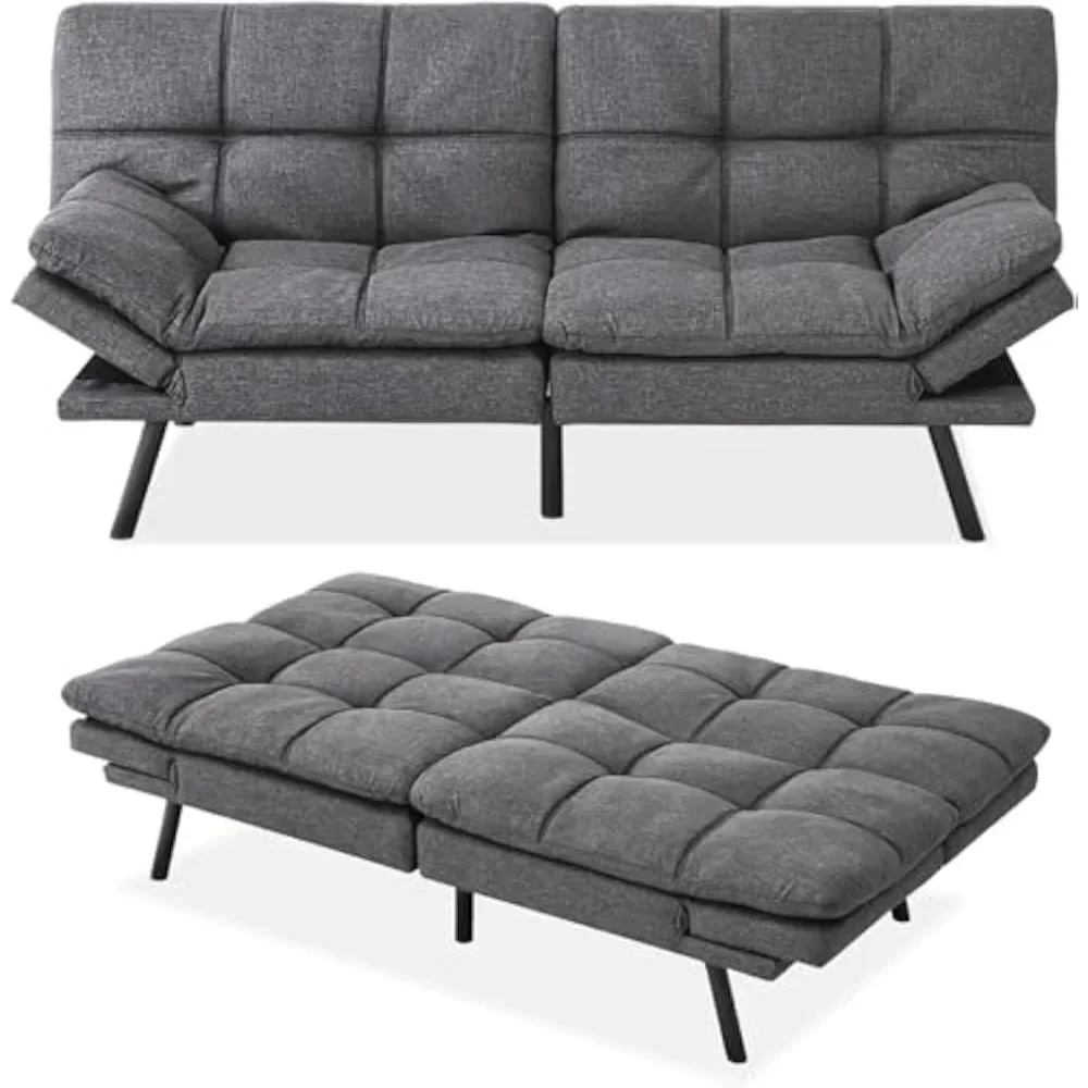 Convertible Futon,Memory Foam Sleeper Sofa,Adjustable Modern Loveseat,Futon Sets, Sofa Bed for Compact Living Room