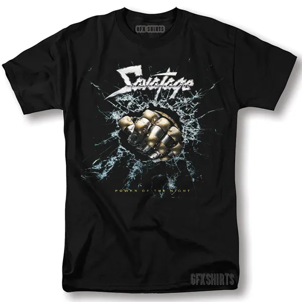 Camiseta Savatage Power of the Night Rock Concert Tour Vntg com design gráfico