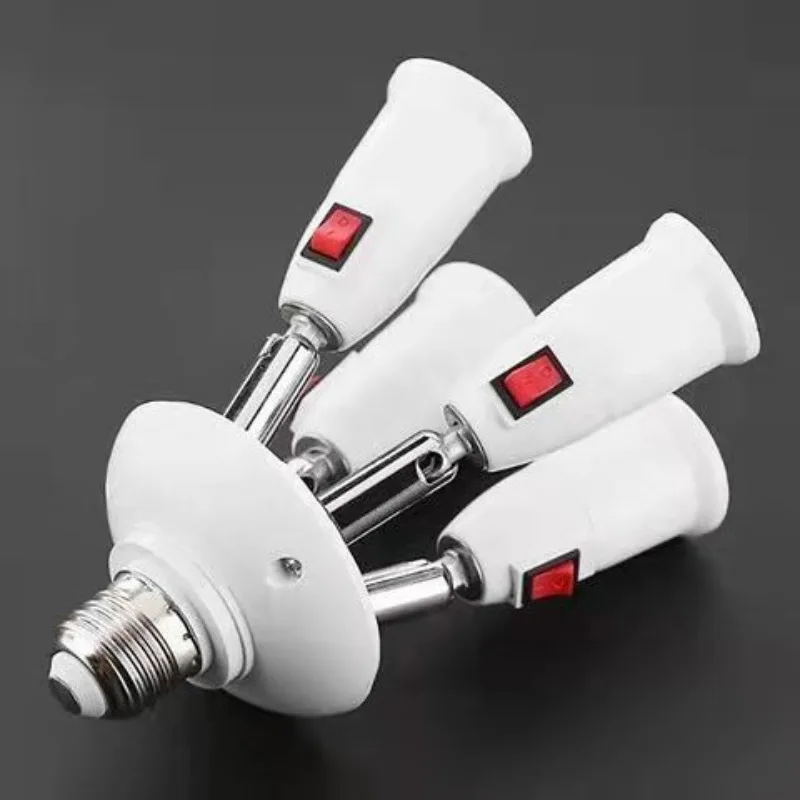 E27 Lamp Holder Splitter 1 to 2/3/4/5/6 Way with Independent Switch Adjustable Light Socket Adapter