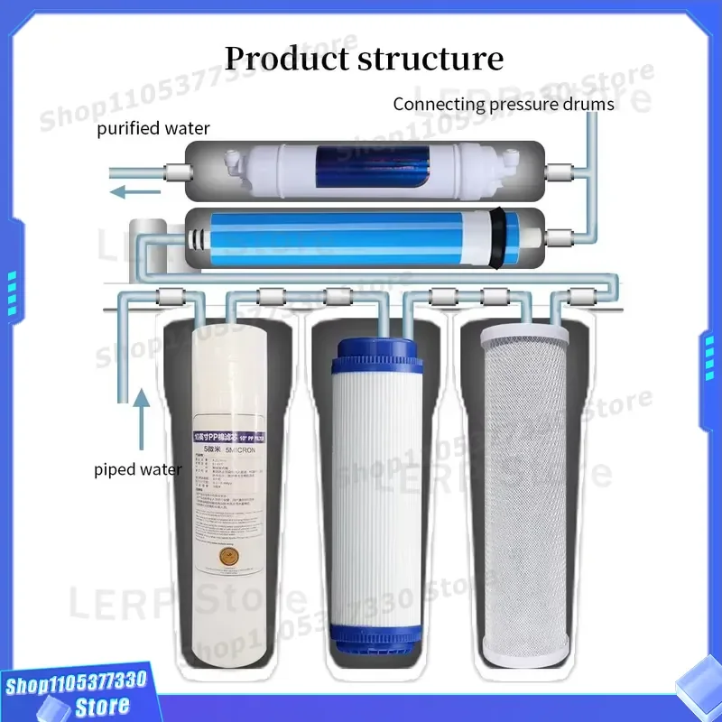 Electric Hotel Household & Outdoor Water Filter System with 100-Gallon Plastic Storage Tank Self-Cleaning 5-Stage RO