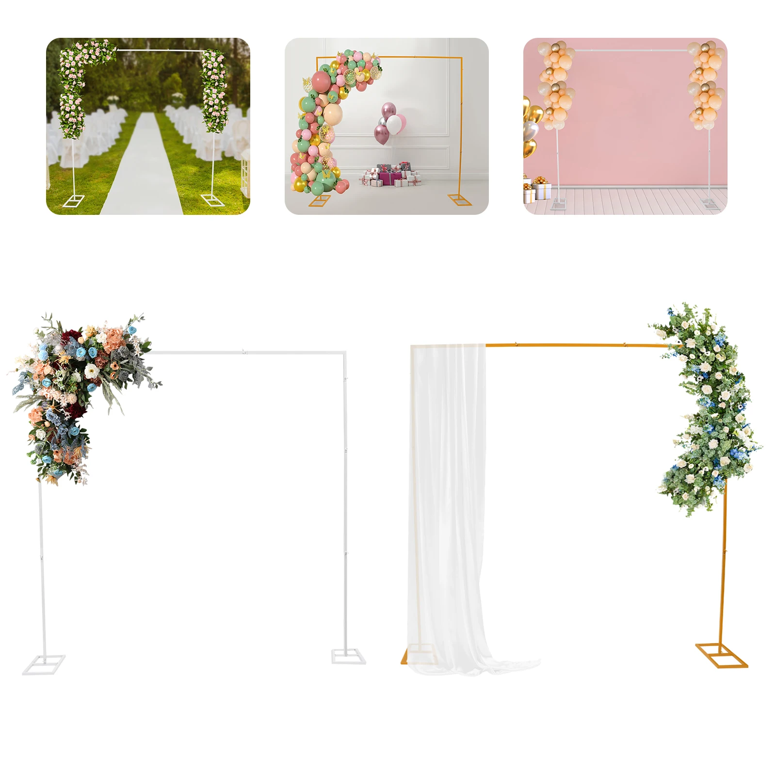

2.4m Wedding Square Arch Party Background Prop Flower Rack Balloon Stand Decor