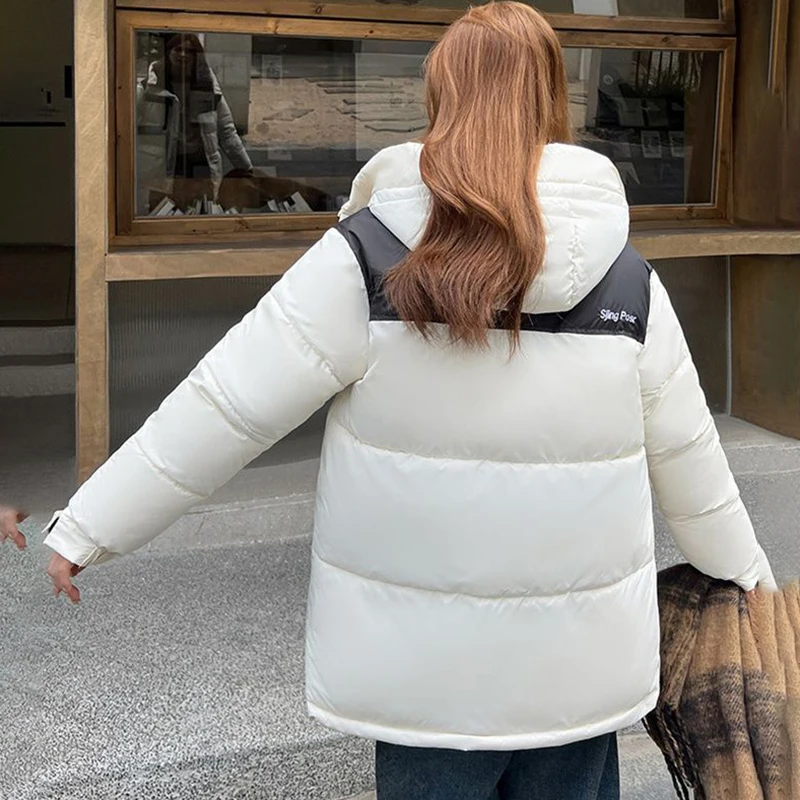

2025 New Winter Down Cotton-Padded Jacket Women Overcoat Fashion Loose Cotton Coat Thicke Warm Parka Noodles Hooded Bag Clothing