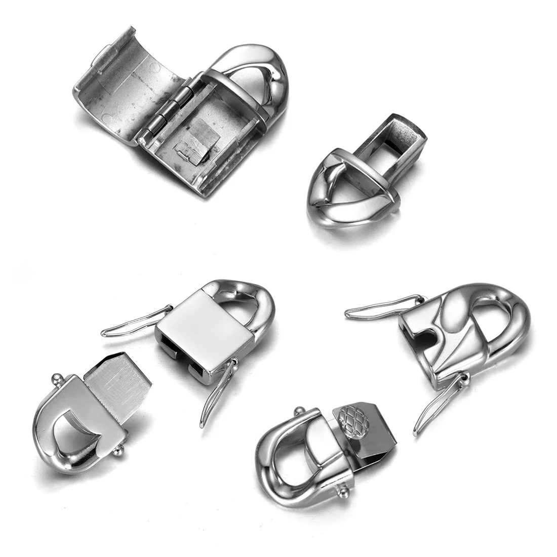 Stainless Steel Clasps Connector for Cuba Hiphop Chain Bracelet and Necklace Flap Buckle Jewelry Making Accessories
