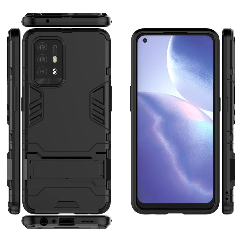 Coque arrière en Silicone avec support hybride pour Oppo, compatible modèles A94, A93, A53, A12, A32, A74, A73, 5g, 4g, F19, F17, Ax5, Ax7 Pro