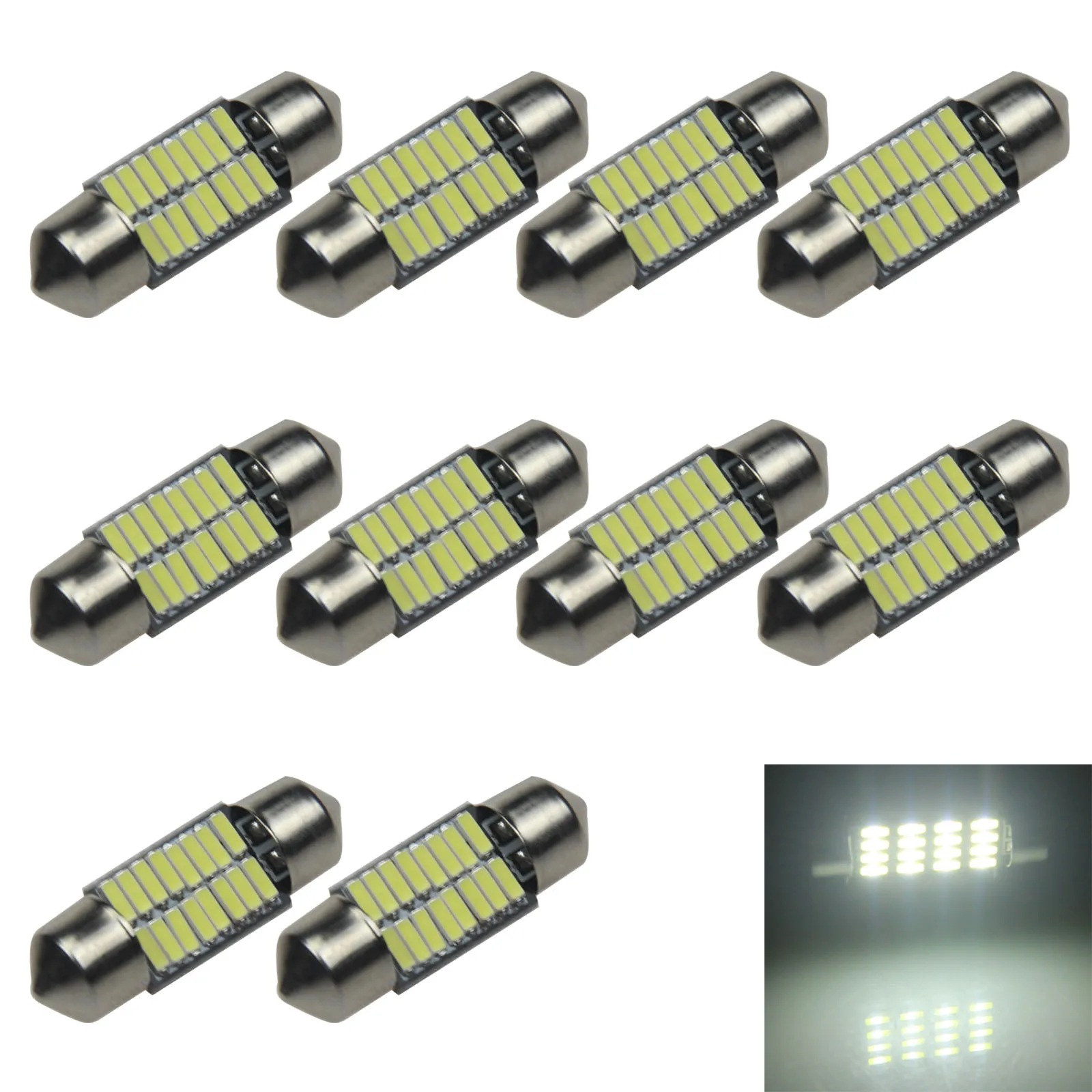 10x White AUTO 31MM Festoon Lamp interior Light 16 Emitters 4014 SMD LED 30922 Z20902