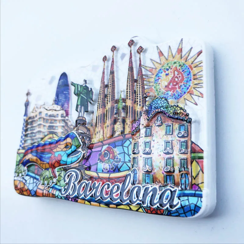 Barcelona Spain Fridge Magnet Craft Message Stickers Resin Craft Tourism Souvenir Decoration