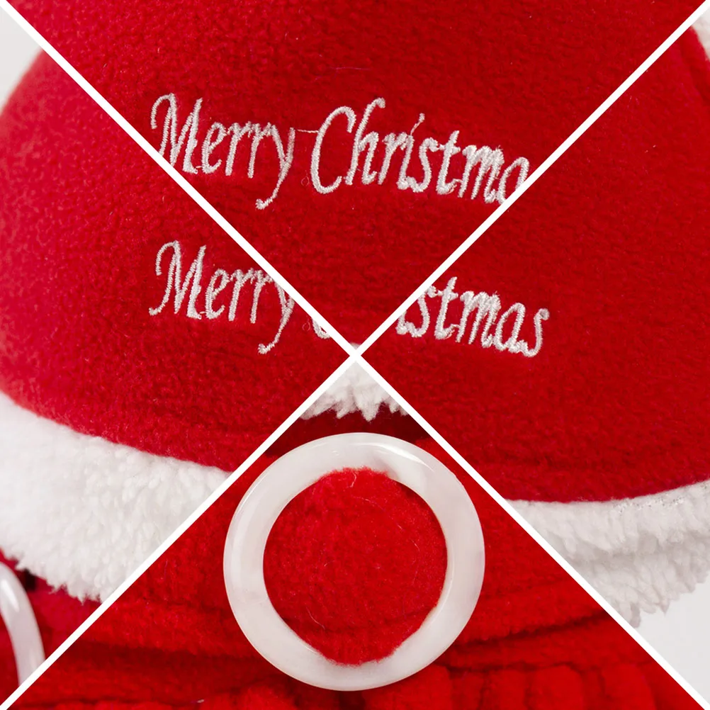 

Christmas Pet Skirt Red Adorable Conjoined Design Dog Cat Polar Fleece Dress S Fleece Pet Cloth Dog Skirt Xmas