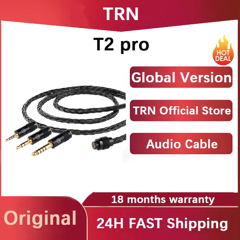 TRN T2 PRO 16 Core Silver Plated HIFI Upgrade Cable 3.5/2.5/4.4mm Plug MMCX/2Pin For TRN KZ CCA Earphones VX V90S ZSX ZAS MT1