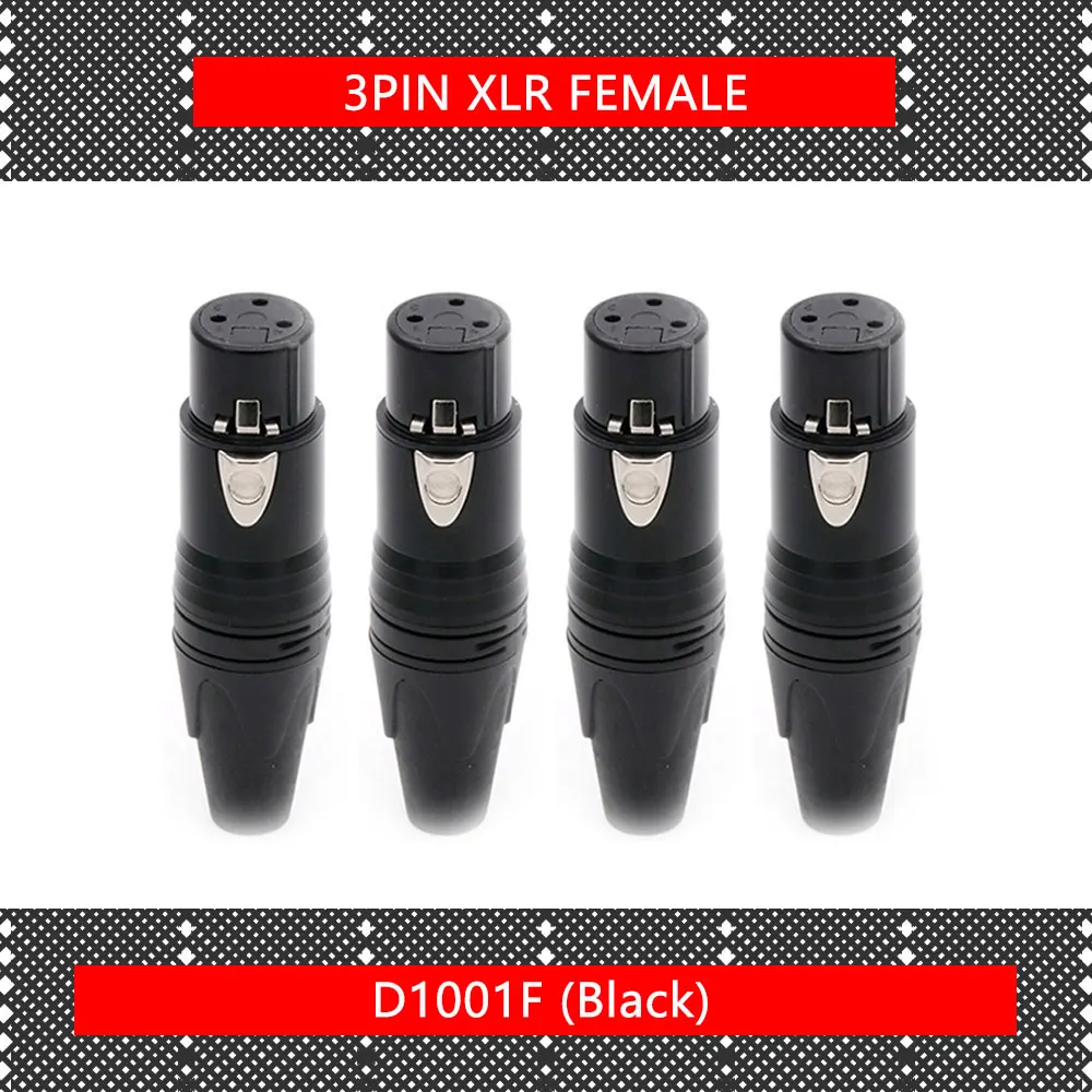 10 Stks/partij 3/4/5pin Xlr Connector Mannelijke/Vrouwelijke Xlr Plug Jack Socket Microfoon Mic Kabel Audio kabel Connector Zwarte Kleur