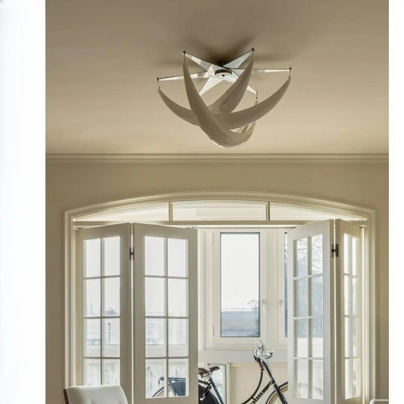 Nordic minimalist crescent ceiling light, designer designer cream moon pendant light, bedroom and dining room atmosphere