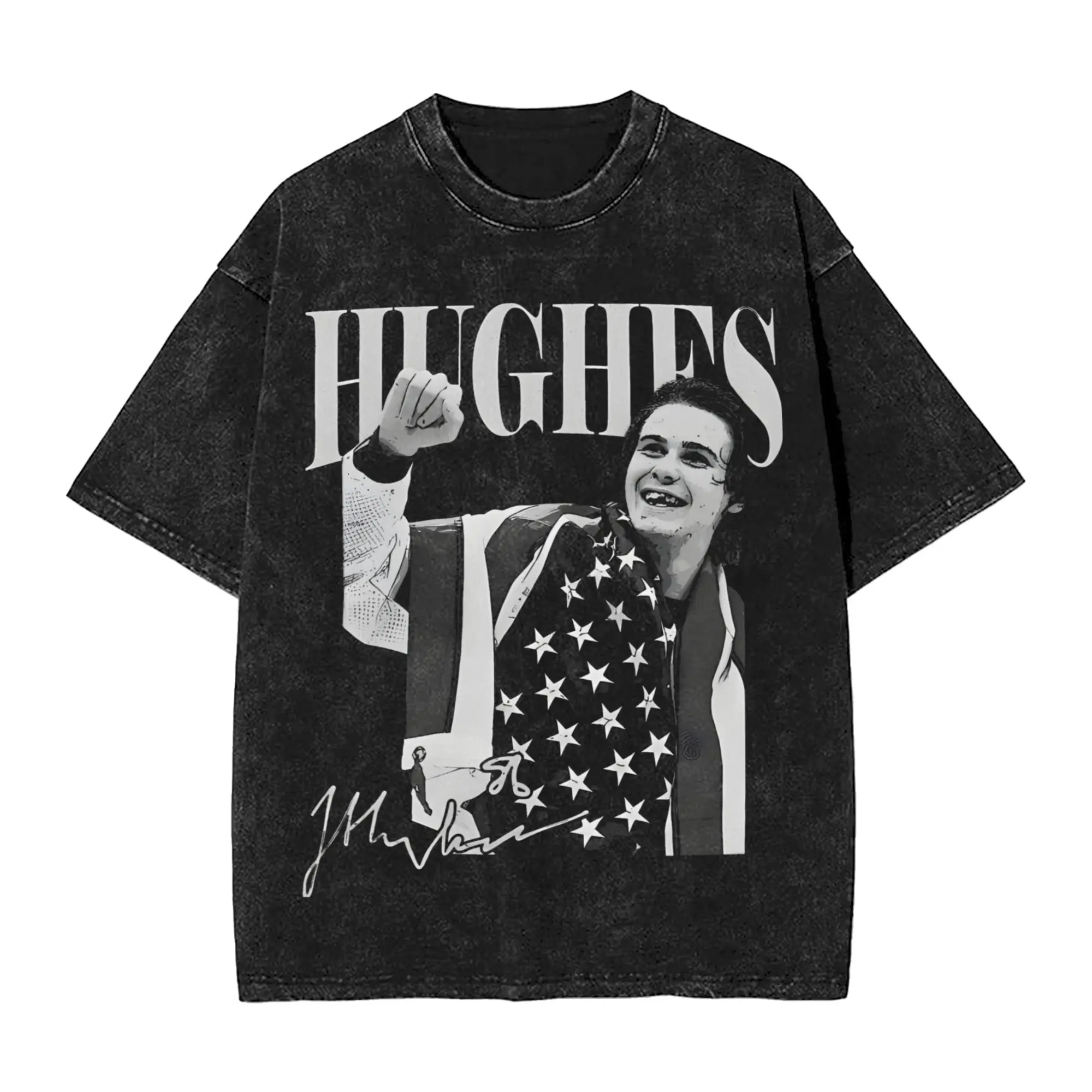 Jack Hughes Usa Gold Hockey Outfit Washed T Shirt Men Women Streetwear Hip Hop T-Shirt Graphic Printed  Tees Tops Short Sleeve