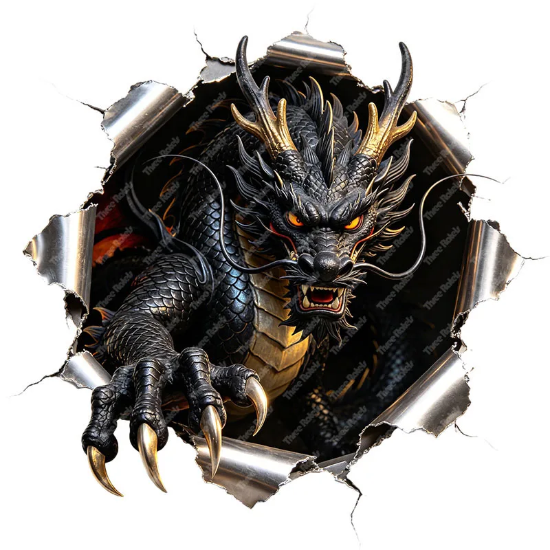 Three Ratels CAB66 dark Dragon Hole breaking stickers for home decoration wall stickers Car decals