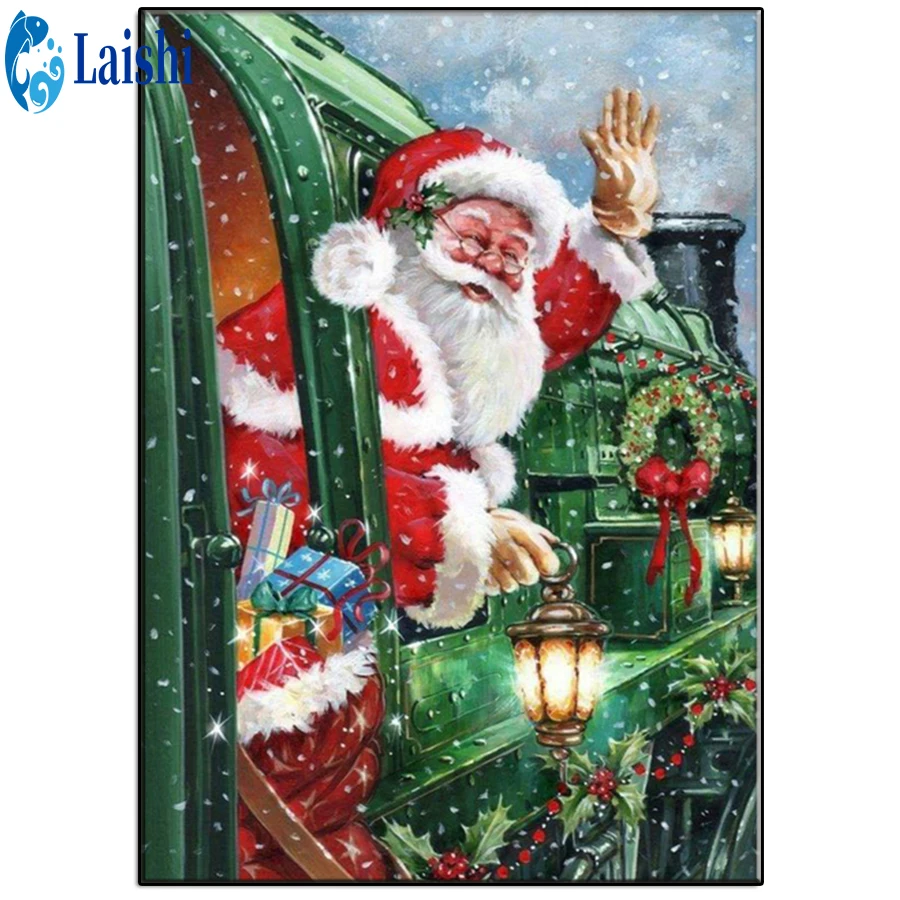 

Diamond Mosaic Santa Claus, Christmas decoration Diamond Painting Full Drill Round Diamond Embroidery Cross Stitch Home Decor