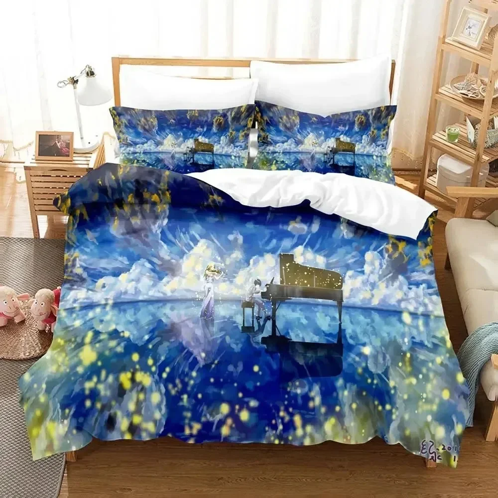 

Anime Your Lie in April Bedding Set Boys Girls Twin Queen Size Duvet Cover Pillowcase Bed Kids Adult Fashion Home Textileextile