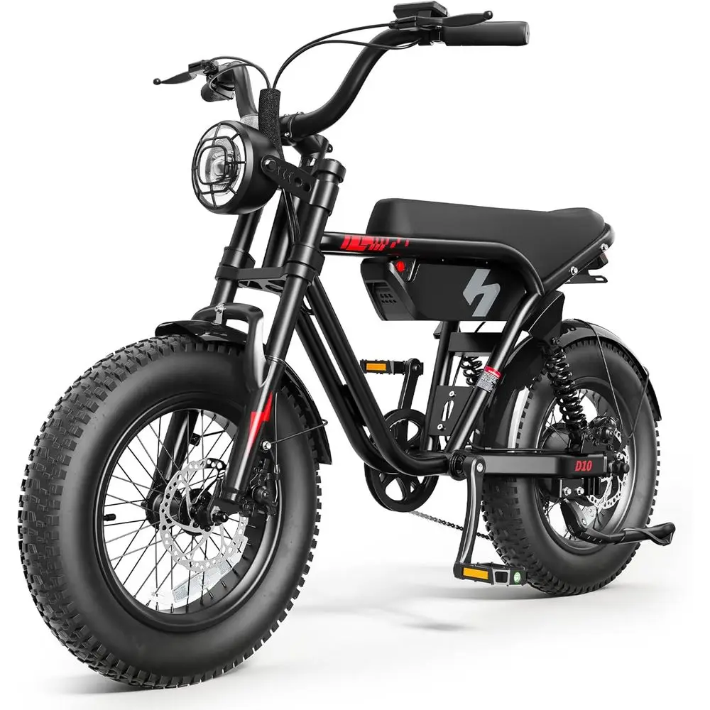 

High-Power Electric Mountain Bike: 1500W/1800W, 48V 10.4Ah/15.6Ah Battery, 16/20 All-Terrain Tires, Disc Brakes, Full Suspension