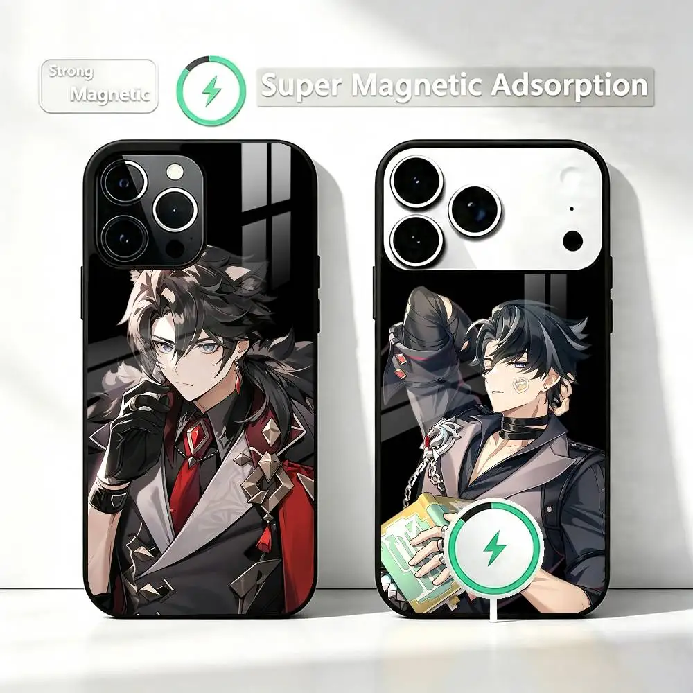 W-Wriothesley Genshin  Phone Case For iPhone17,16,15,14,13,12,11 Plus,Pro Compatible with magnetic wireless charging