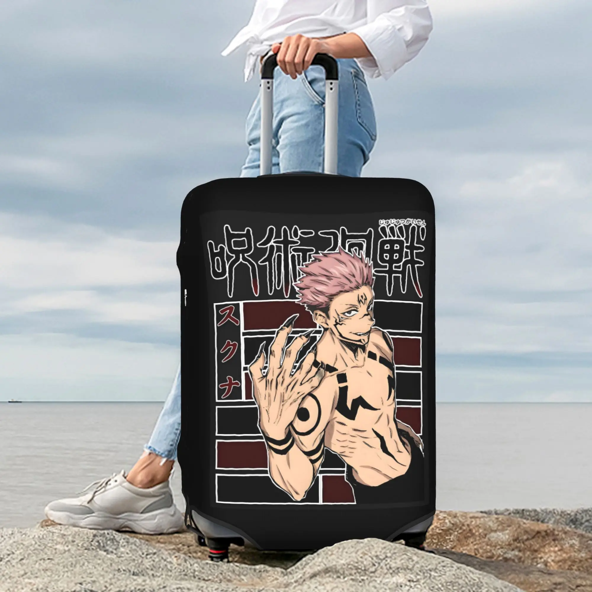 Funda protectora para equipaje de Anime Japane Manga Jujutsu kaisen Sukuna, fundas bonitas para maleta de viaje de 18-32 pulgadas