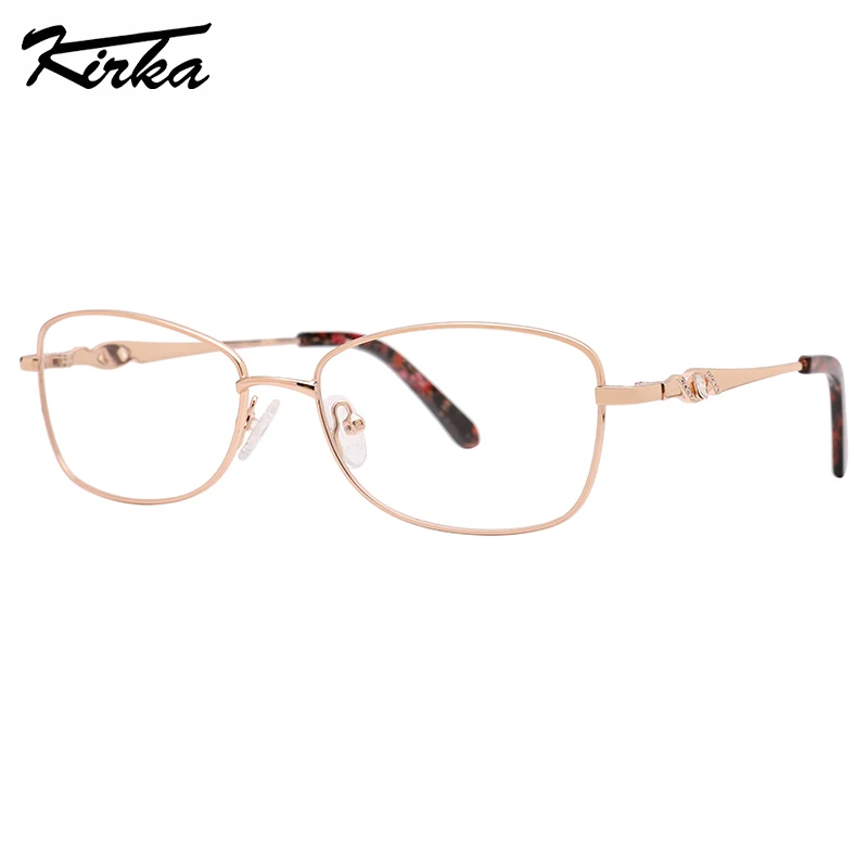 Kirka Female Eyewear Oval Full-Rim Frames Shine Colors Metal Glasses for Women Gems Eye Shape Temples Optical Frames MW1062