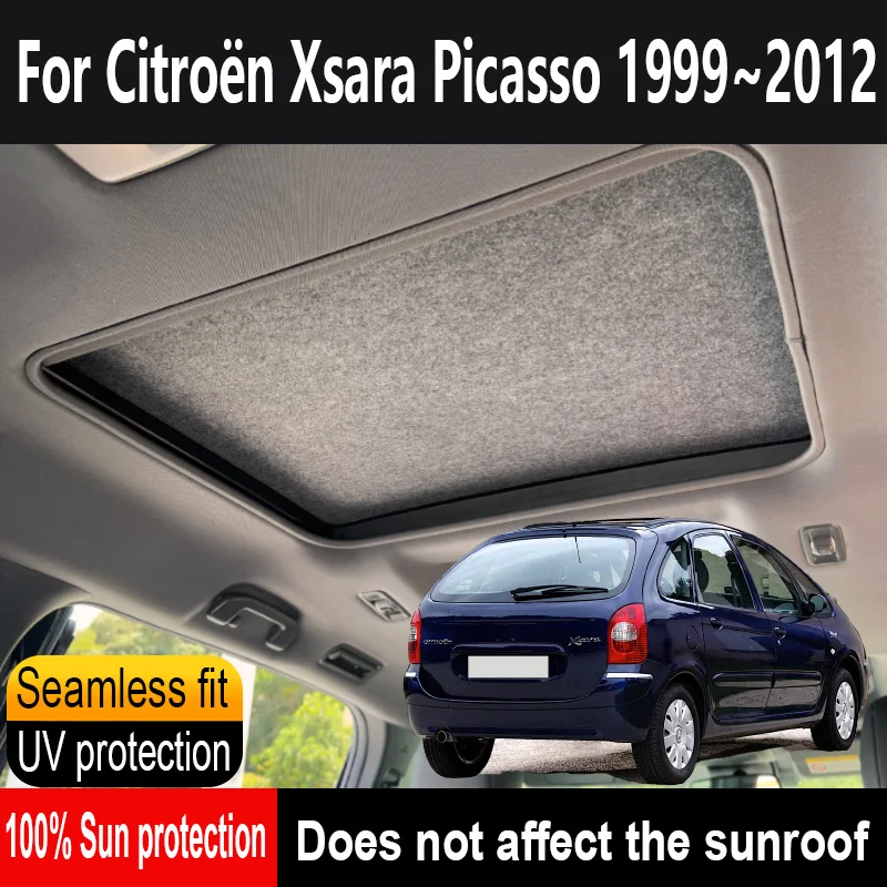 Car Sunroof Insulation Roof Visor For Citroën Xsara Picasso 1999~2012 2011 Anti-UV Electrostatic Adsorption Sky Curtain Sunshade