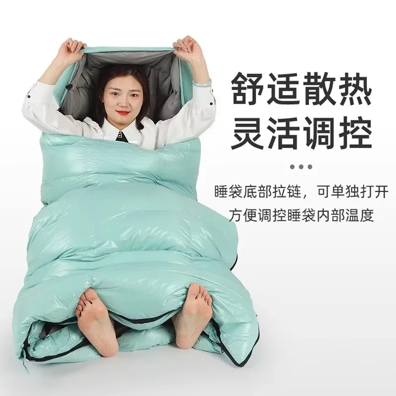 Outdoor Adult Warm Mountaineering Travel Envelope Checked Ultra Light Goose Down Sleeping Bag 3