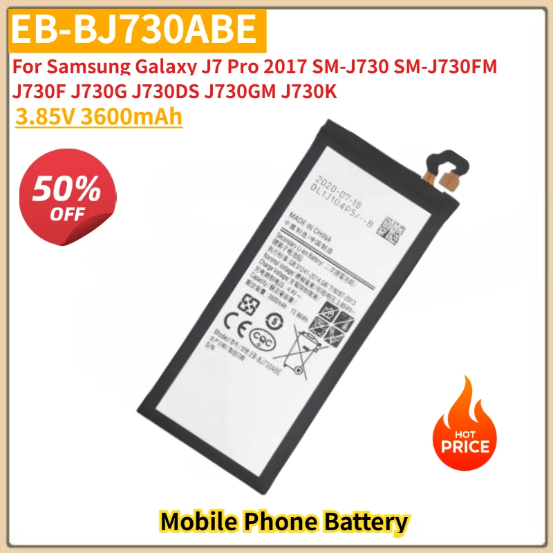 

3.85V 3600mAh EB-BJ730ABE Phone Battery For Samsung Galaxy J7 Pro 2017 SM-J730 SM-J730FM J730F/G /DS J730GM J730K High Quality