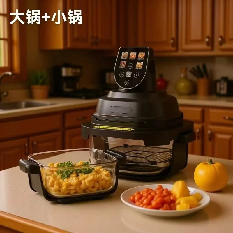 Visible Glass Dual Pot Air Fryer Oven Combo Large Capacity Smart Touch Screen Electric Oven Hot Air Fryer