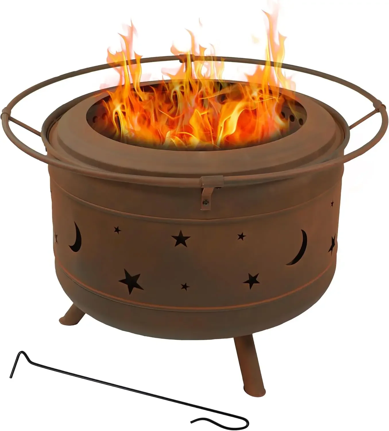 Sunnydaze 30-Inch Cosmic Smokeless Wood-Burning Fire Pit  Cover and Poker - Steel Outdoor Smokeless Fire Pit for The Backyard