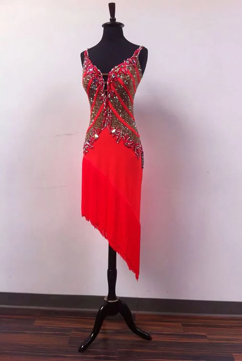 Falda de baile de competición latina avanzada para mujer, ropa de baile latino estándar de alta calidad, vestido de baile latino Rumba para adultos 2023